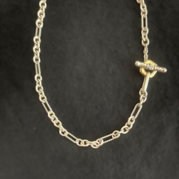 David Yurman Sterling Silver and 18K yellow gold Figaro Chain Link Necklace - Picture 4 of 10